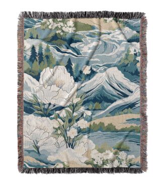 Jacquard-Woven-Blanket-mountain-flower