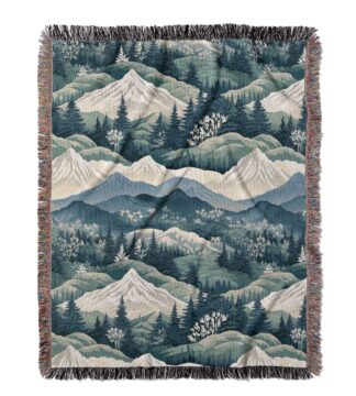 Jacquard-Woven-Blanket-mountain-green